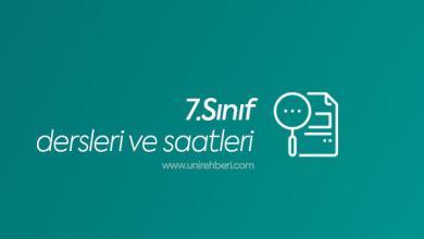 7. Sınıf Dersleri ve Saatleri